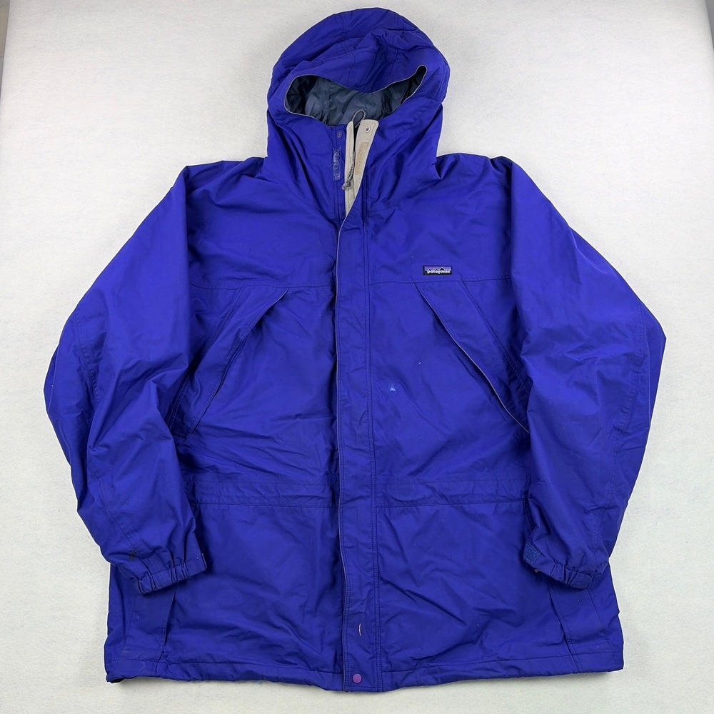 Vintage Patagonia Mens XXL Blue Storm Jacket Waterproof Hooded Coat
